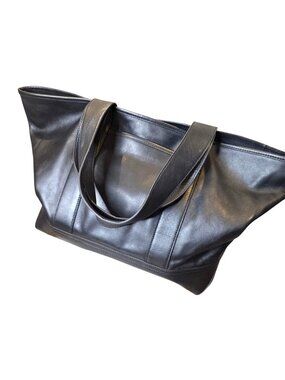 NWT J.Crew Montauk Tote Black Leather Bag Large Classic Minimalist